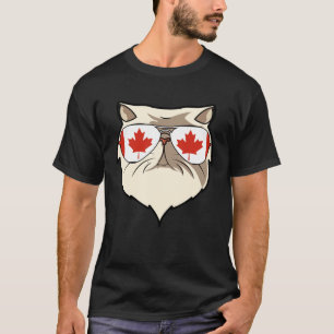 T-shirt Drapeau du Canada Chat Persan Canadien Lunettes de