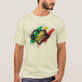 T-shirt drapeau du coeur rasta reggae (Devant)
