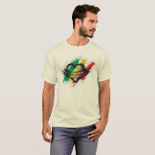 T-shirt drapeau du coeur rasta reggae (Devant entier)