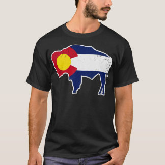 T-shirt Drapeau du Colorado Buffalo Bison Art