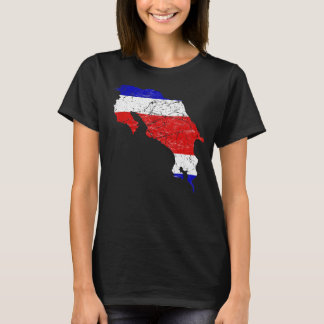 T-shirt Drapeau du Costa Rica avec carte du Costa Rica en 
