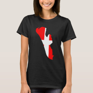 T-shirt Drapeau du Danemark à Fanö, contour du Danemark