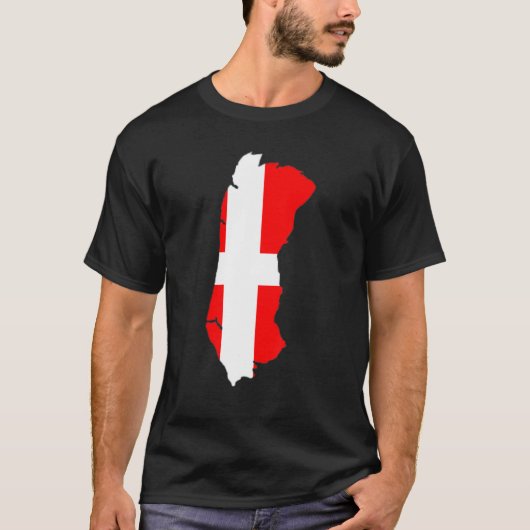 T-shirt Drapeau du Danemark à Römö, contour Römö (Devant)
