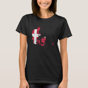T-shirt Drapeau du Danemark avec carte danoise en détresse