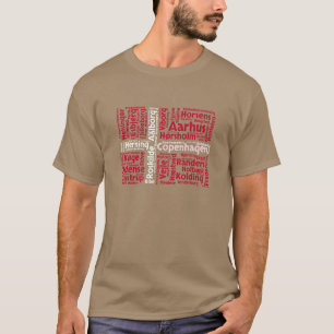 T-shirt Drapeau du Danemark avec noms de villes Word Art r