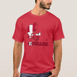 T-shirt Drapeau du Danemark dans la carte