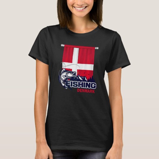 T-shirt Drapeau du Danemark Pêche au Danemark (Devant)