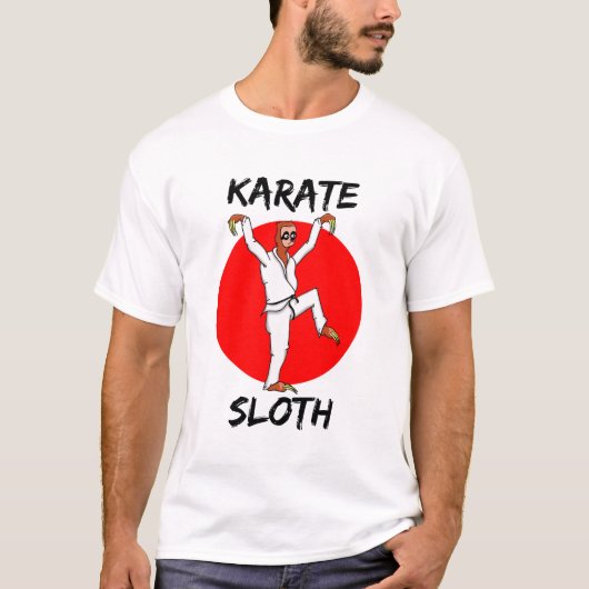 T-shirt Drapeau du Japon de Sloth Doing Karate (Devant)