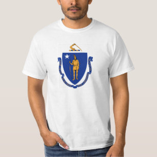 T-shirt Drapeau du Massachusetts pour Homme-T-Chemise-Blan
