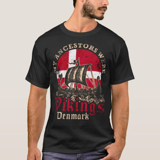 T-shirt Drapeau du navire viking danois (Devant)