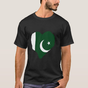 T-shirt Drapeau du Pakistan Cœur Fierté pakistanaise Racin