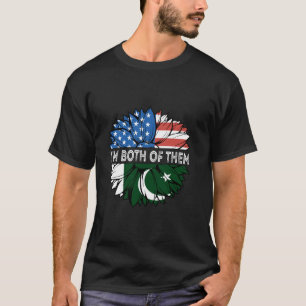 T-shirt Drapeau du Pakistan Je suis les deux USA Tournesol