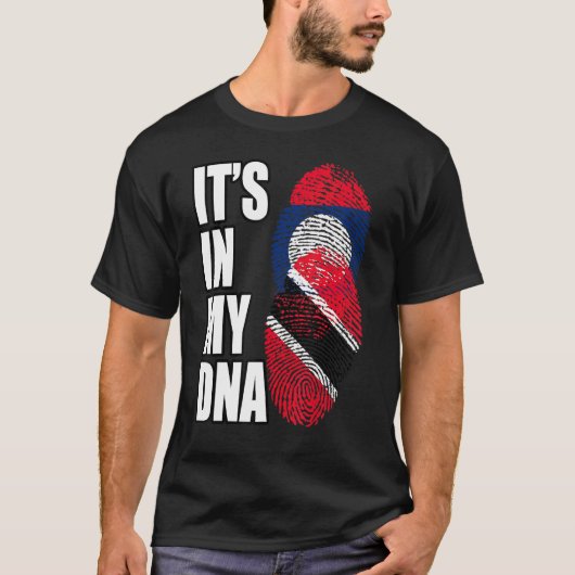 T-shirt Drapeau Du Patrimoine De L'Adn Mélange Laotien Et  (Devant)