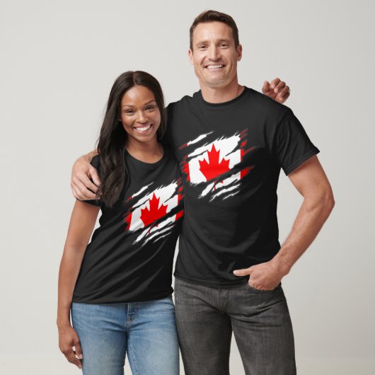 T-shirt Drapeau du pays rayé Canada (Unisexe)