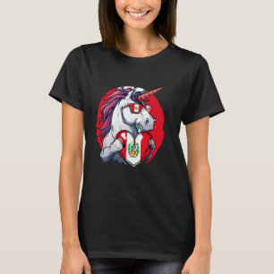 T-shirt Drapeau du Pérou Licorne Cœur Racines Péruviennes