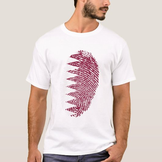 T-shirt Drapeau du Qatar empreintes digitales Identité du  (Devant)