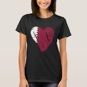 T-shirt Drapeau du Qatar Rétro Vintage Cœur d'Amour