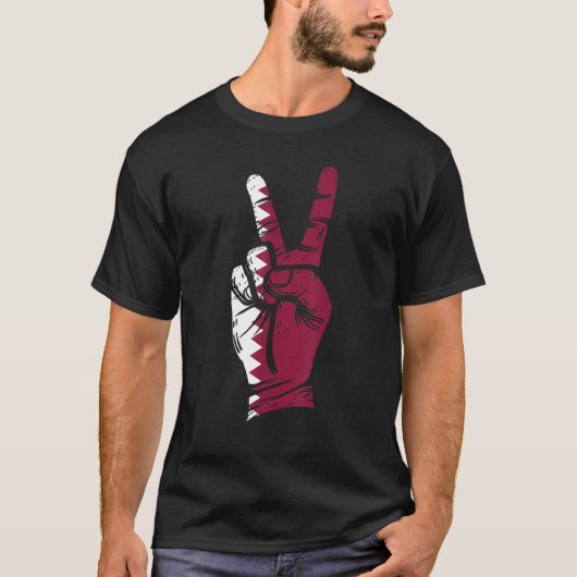 T-shirt Drapeau du Qatar Signe de Paix (Devant)