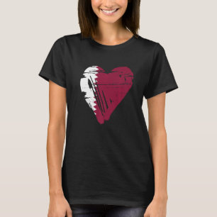 T-shirt Drapeau du Qatar vintage rétro cœur d'amour