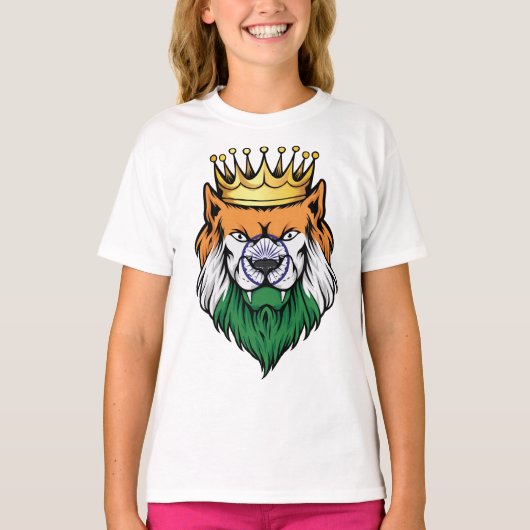 T-shirt Drapeau du roi Lion d'Inde (Devant)