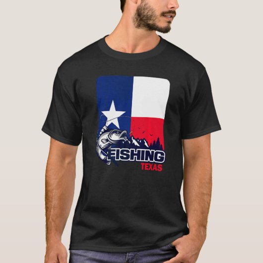 T-shirt Drapeau Du Texas Pêche Au Texas (Devant)