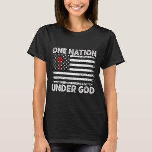 T-shirt Drapeau d'une nation sous Dieu 4 juillet Patriote