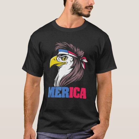T-shirt Drapeau Eagle Mullet Merica 4 juillet American Pri (Devant)