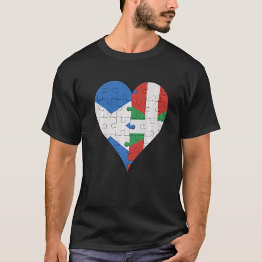 T-shirt Drapeau écossais basque Coeur (Devant)