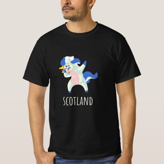 T-shirt Drapeau écossais Dabbing Unicorne (Devant)