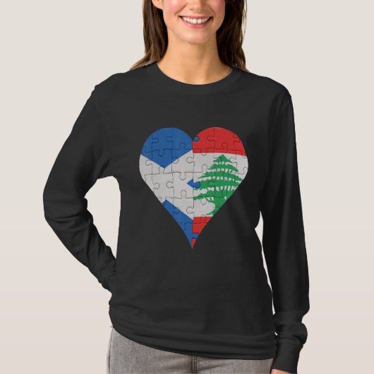 T-shirt Drapeau écossais libanais Heart (Devant)