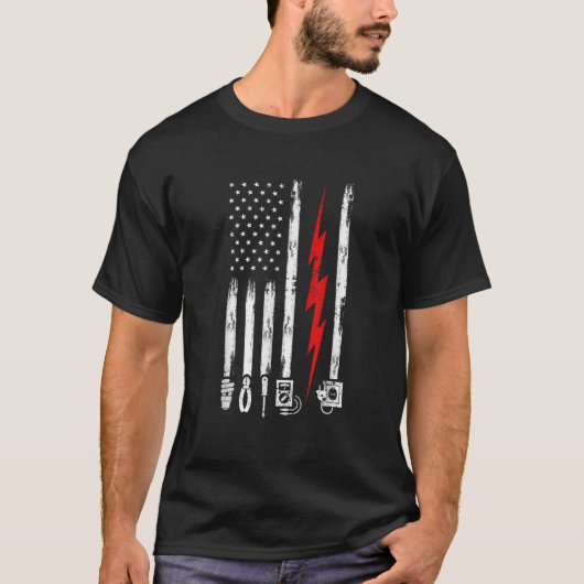 T-shirt Drapeau électronique US avec outils (Devant)