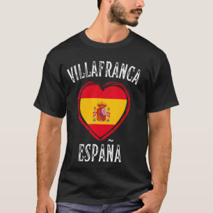 T-shirt Drapeau Espagne Cœur Villafranca Del Panades Ville