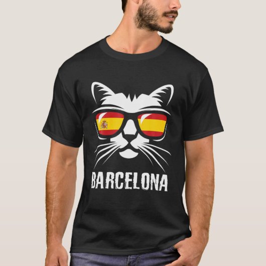 T-shirt Drapeau espagnol chat Barcelone (Devant)