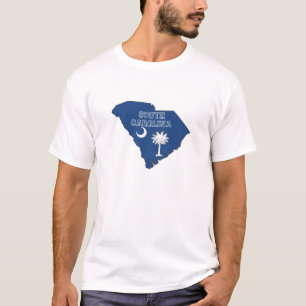T-shirt Drapeau et carte d'état de la Caroline du Sud