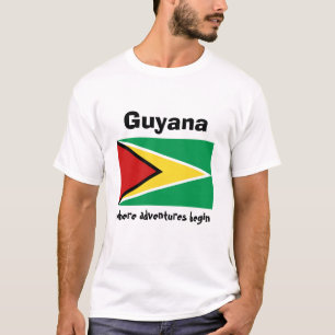 T-Shirt Drapeau et Carte du Guyana avec Texte