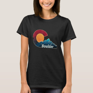 T-shirt Drapeau Et Montagne Boulder Colorado
