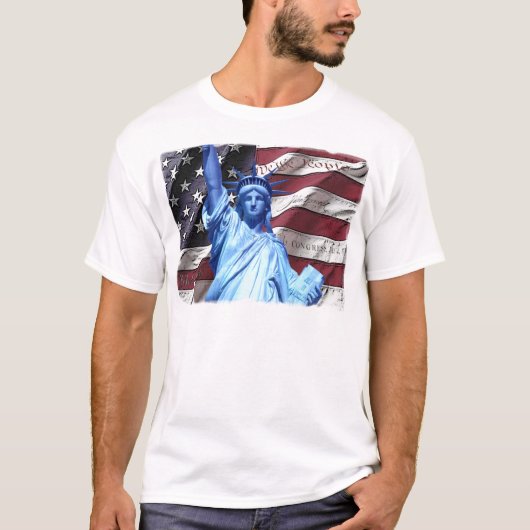 T-shirt Drapeau et statue de conception de liberté (Devant)