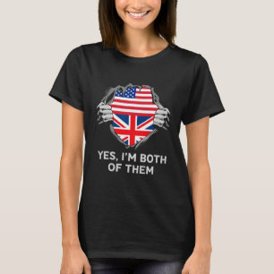 T-shirt Drapeau États-Unis Angleterre Homme Moitié América