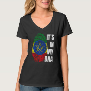 T-shirt Drapeau éthiopien Adn empreintes digitales Mois de