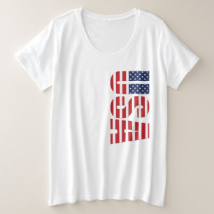 T-shirt Drapeau féminin plus taille USA