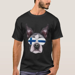 T-shirt Drapeau finlandais Boston Terrier Chien Finlande P