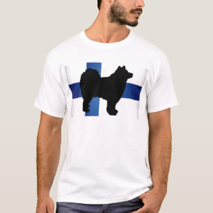 T-shirt drapeau finlandais de silhouette de lapphund