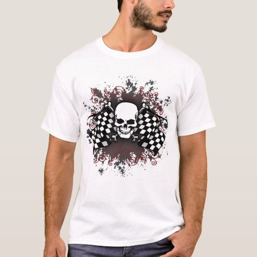 T-shirt drapeau-floc Crâne-checkered (Devant)