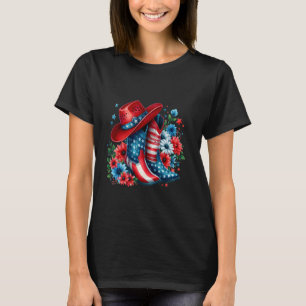 T-shirt Drapeau Floral Américain 4 juillet Patriotique Cow