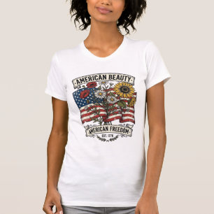T-shirt Drapeau Floral American Beauty Patriotique