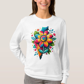 T-shirt Drapeau Flower Palestine, Palestine libre, Art Flo