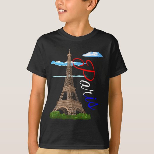 T-shirt Drapeau français de la Tour Eiffel (Devant)