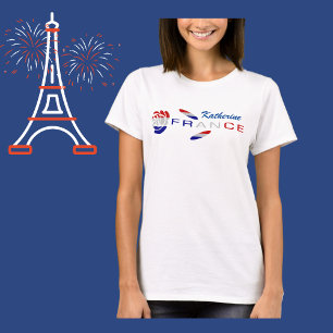 T-shirt Drapeau français Rose Femme Personnalisé