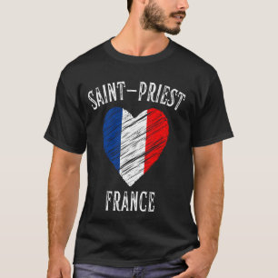 T-shirt Drapeau France Cœur Ville Saint Priest