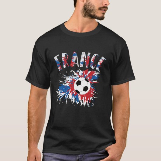 T-shirt Drapeau France de balle de football (Devant)